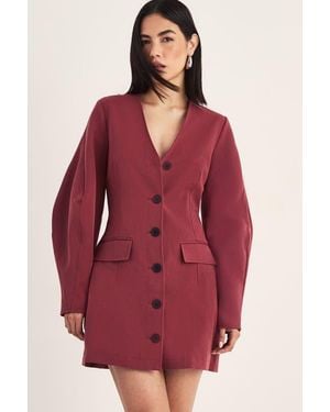 Nasty Gal Button Through Mini Blazer Dress - Red