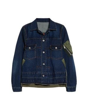 Sacai Denim & Nylon Twill Jacket - Blue