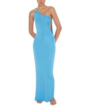 Moeva Fewa One-Shoulder Knitted Maxi Dress With Side Cut-Out Detail - Blue