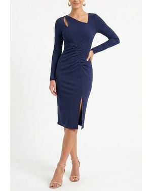 Rachel Roy Bruni Long Sleeve Asymmetrical Midi Dress - Blue