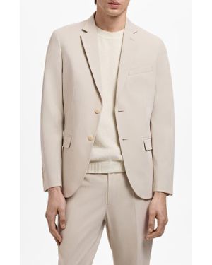 Mango Slim Fit Suit Jacket - Natural