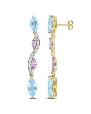 Julianna B Wavy Drop Earrings Plated - Blue