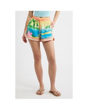 Kulani Kinis Print Lightweight Cover-Up Shorts - Blue