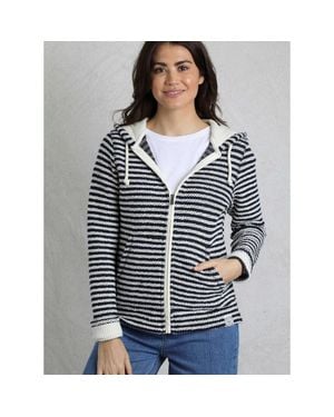 Weird Fish Fisher Full Zip Stripe Macaroni Hoodie - Gray