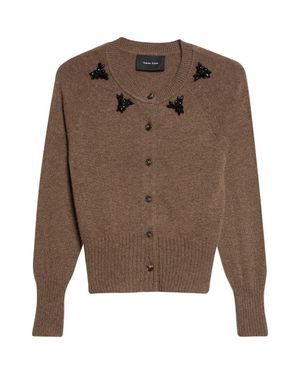 Simone Rocha Embellished Cashmere Cardigan - Brown