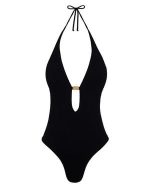 ViX Tammy Sutton Plunge One-Piece Swimsuit - Black