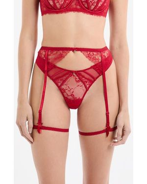 Etam Mascarade Porte Jartelle Lace Garter Belt - Pink