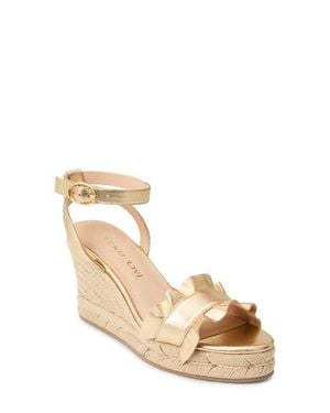 Jack Rogers Rozette Ruffle Espadrille Ankle Strap Platform Wedge Sandal - Natural