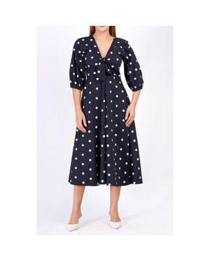 Leota Adriana Tie-Front Midi Dress - Blue