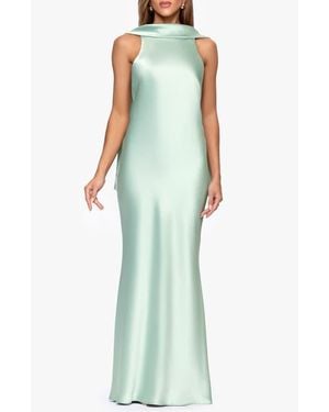 Xscape Evenings Satin Tie Back Mermaid Gown - Green