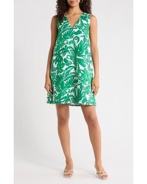 Sugarlips Tropical Print Cotton Shift Dress - Green