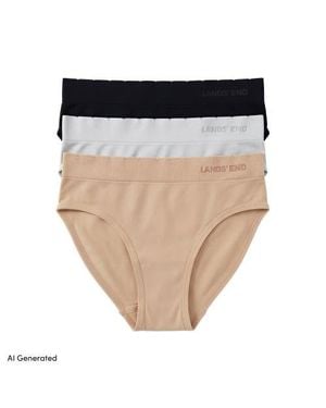 Lands' End Mid Rise Bikini Brief Soft Fit Seamless 3 Pack Panties - Multicolor