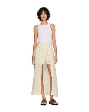 Sandro Floral Print Maxi Skort - Natural