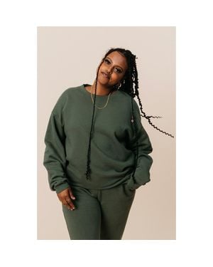 Ocio Organic Cotton Teddy Oversized Crewneck - Green
