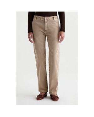 AG Jeans Brinley Mid Rise Straight Leg Trouser Jeans - Natural