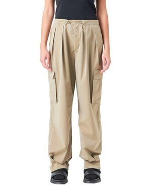 Grey Lab Pleated Low Rise Parachute Cargo Pants - Natural