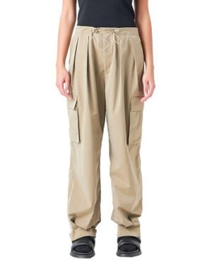 Grey Lab Pleated Low Rise Parachute Cargo Pants - Natural