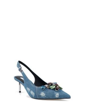 Zigi Rossy Pointed Toe Slingback Pump - Blue