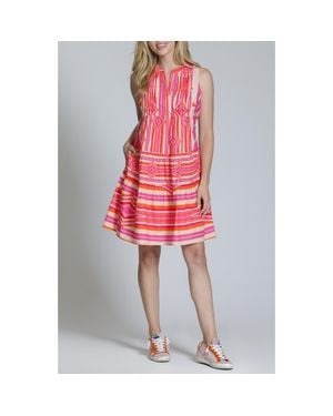 Apny Pintuck Sleeveless Cotton Dress - Red