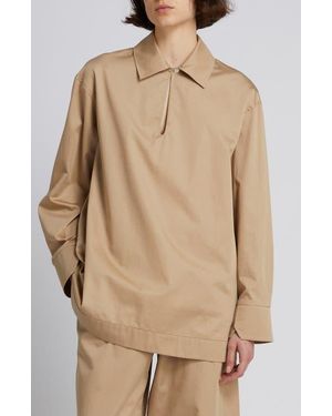 MM by Max Mara Abano Oversize Long Sleeve Cotton Shirt - Natural