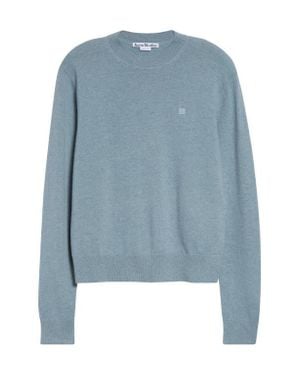 Acne Studios Kalas Core Face Patch Wool & Yak Hair Sweater - Blue