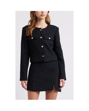 Open Edit Tweed Crop Jacket - Black