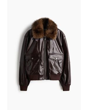 H&M Detachable-Collar Coated Jacket - Black