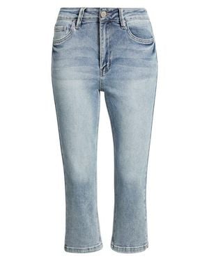 YMI Side Slit High Waist Capri Jeans - Blue