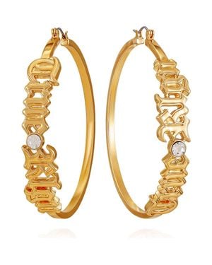 True Religion Gothic Logo Hoop Earring - Metallic