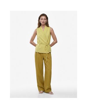Koton Linen Blend Halter Neck Wrap Blouse With Tie - Metallic