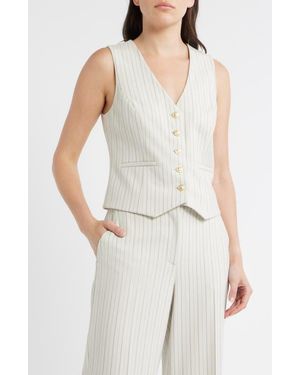 Tahari The Liliana Pinstripe Vest - White