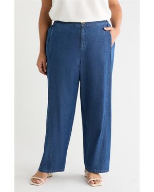 Anne Klein Curved Seam Ankle Jeans - Blue