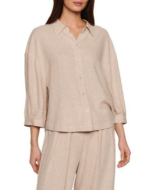 Eberjey Relaxed Linen Blend Button-Up Sleep Shirt - Natural