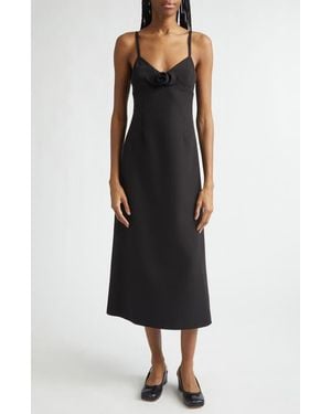 Sandy Liang Pilton Rosette A-Line Midi Dress - Black