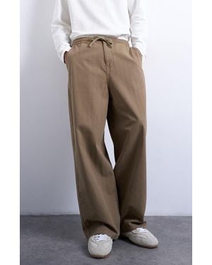 TOPMAN Herringbone Pants - Brown