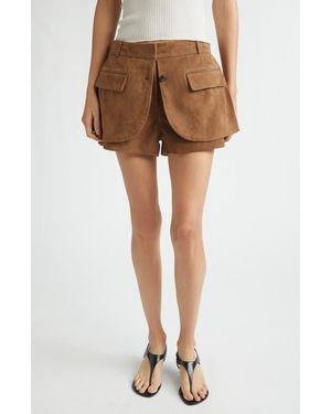 Monse Jacket Hem Suede Shorts - Brown