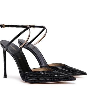 Tom Ford Selen Crystal Leather Ankle Strap Pump - Black
