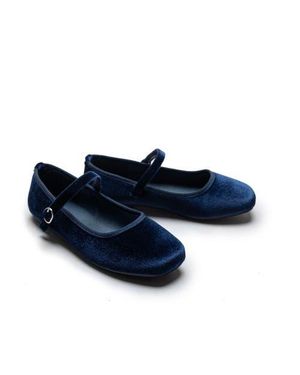Tulle Michelle Satin Velvet Flats - Blue