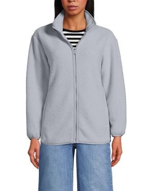 Lands' End Cozy High Pile Full Zip Fleece Jacket - Gray