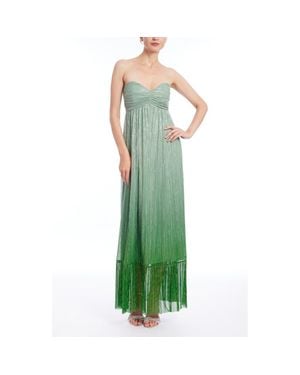 Badgley Mischka Metalllic Ombré Strapless Gown - Green