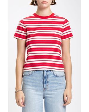 DAZE Zuma Stripe Stretch Cotton T-Shirt - Red