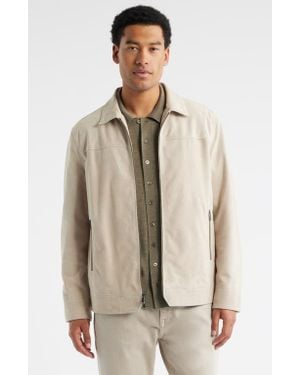 Nordstrom Suede Zip Front Jacket - Natural