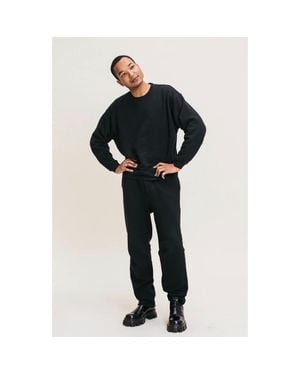 Ocio Organic Cotton Teddy Oversized Crewneck - Black