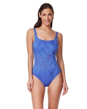 Gottex Skyfall Textured Square Neck One Piece - Blue