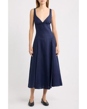 Faithfull the Brand Adalee Linen Midi Dress - Blue