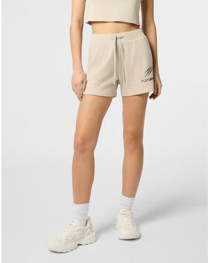 Philipp Plein Ribbed Loose Fit Shorts Scratch - Natural
