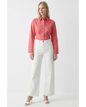 Exquise Lilyy High Waisted Wide Leg Denim Jeans - Red