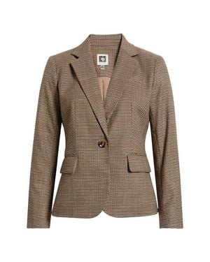 Anne Klein One-Button Notch Lapel Blazer - Brown