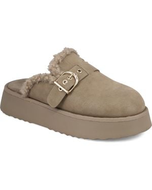 MIA Sugary Faux Shearling Platform Mule - Gray