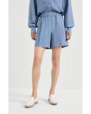 Brunello Cucinelli Fluid Twill Baggy Shorts - Blue